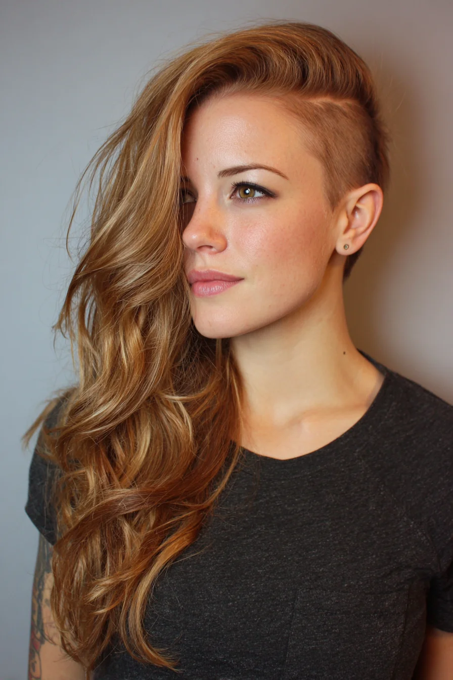 Undercut with Long Side-Swept Waves Edgy Meets Effortless