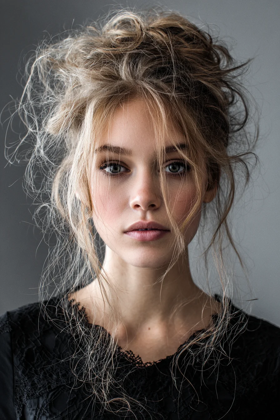 Undone Textured Updo with Face-Framing Pieces