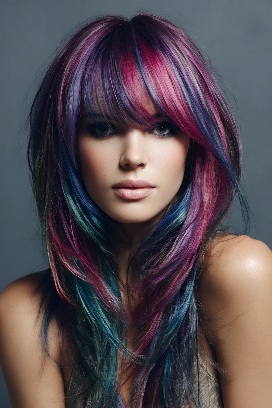 Vivid Layered Shag with Curtain Bangs and Depth