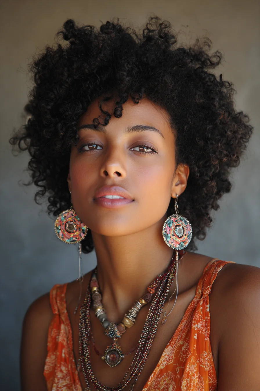 Voluminous Curly Afro with Defined Ringlets and Shape
