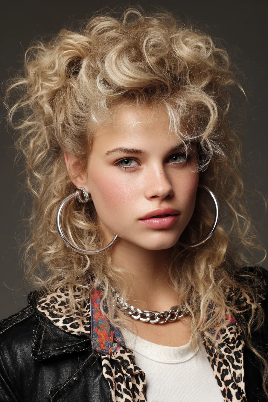 Voluminous Curly Half-Up: 80s-Inspired Messy Glam