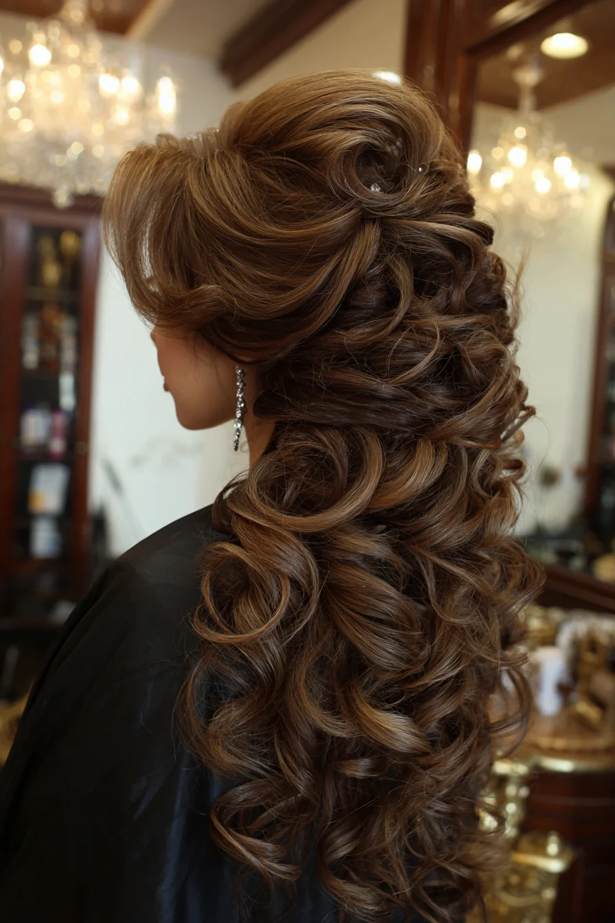 Voluminous Half-Up Curls for Long Hair and Events
