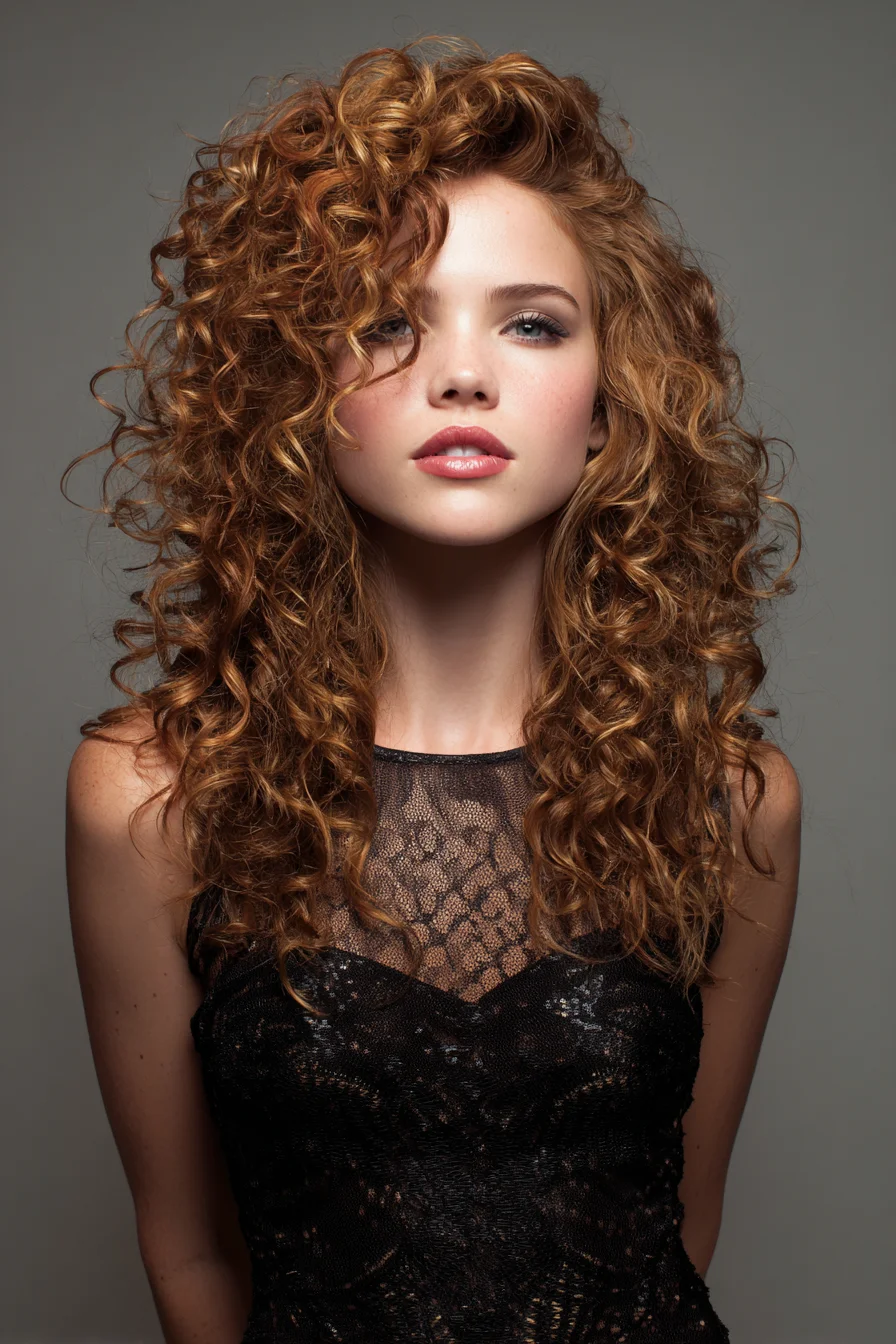 Voluminous Natural Curls with Face-Framing Layers