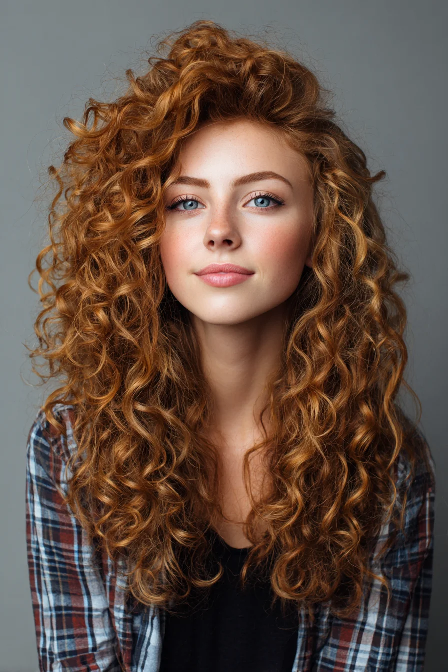 Voluminous Natural Curls with Soft Side Lift and Texture