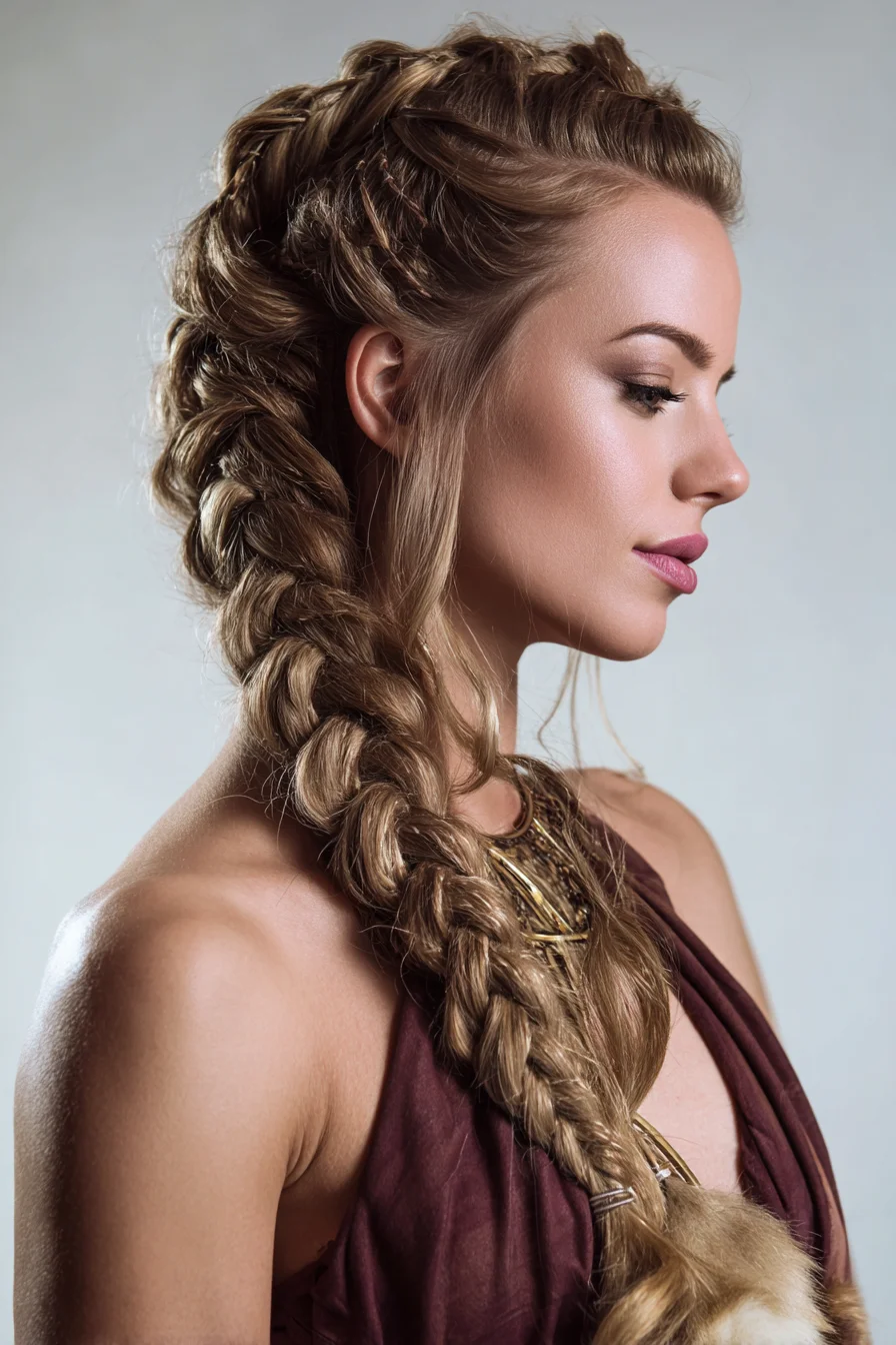 Voluminous Side Braid with Dutch Roots and Face-Framing Pieces