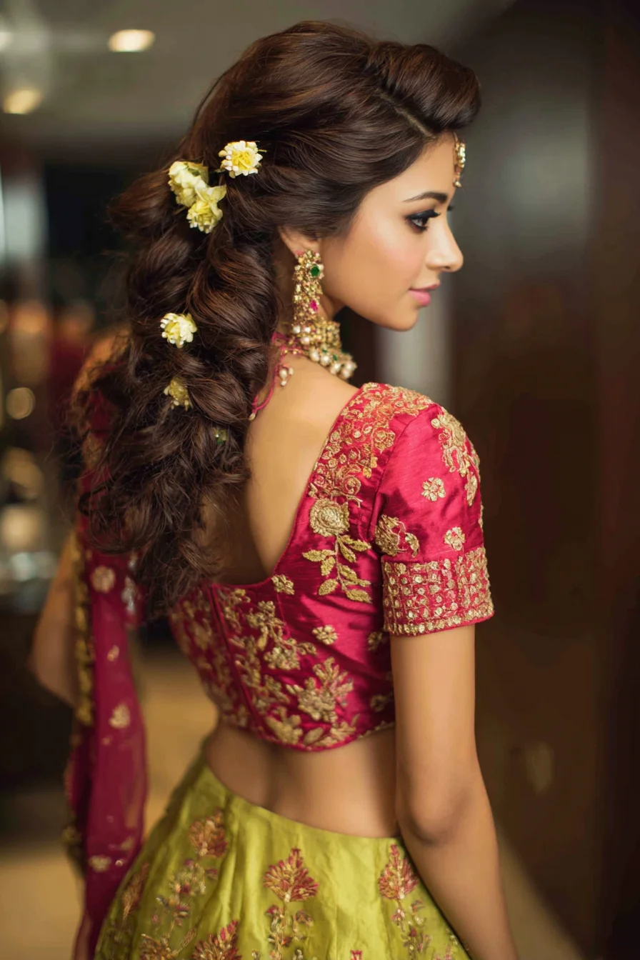 Voluminous Twisted Braid with Fresh Flowers for Weddings