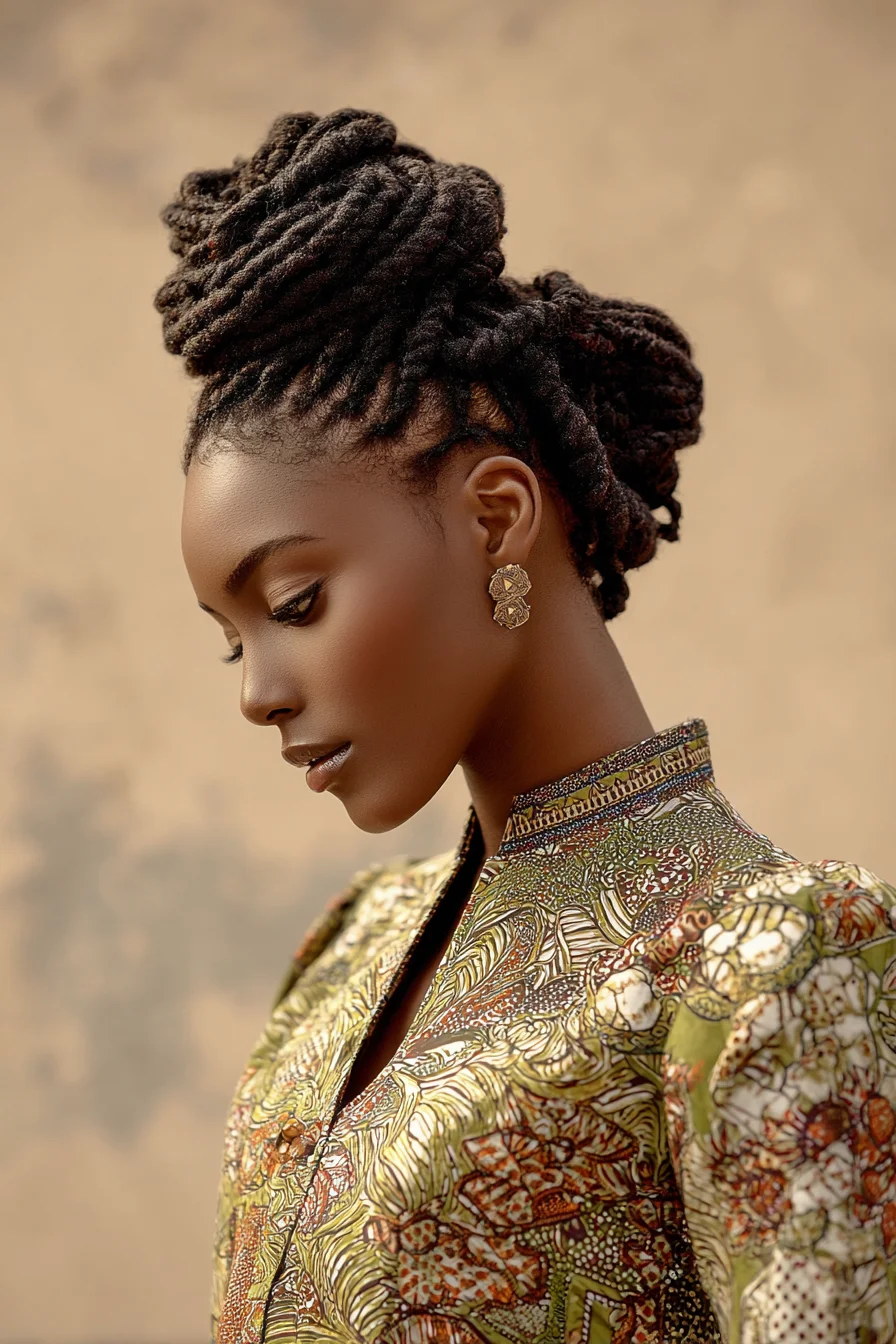 Wrapped Loc Updo - High Twisted Bun for Textured Hair